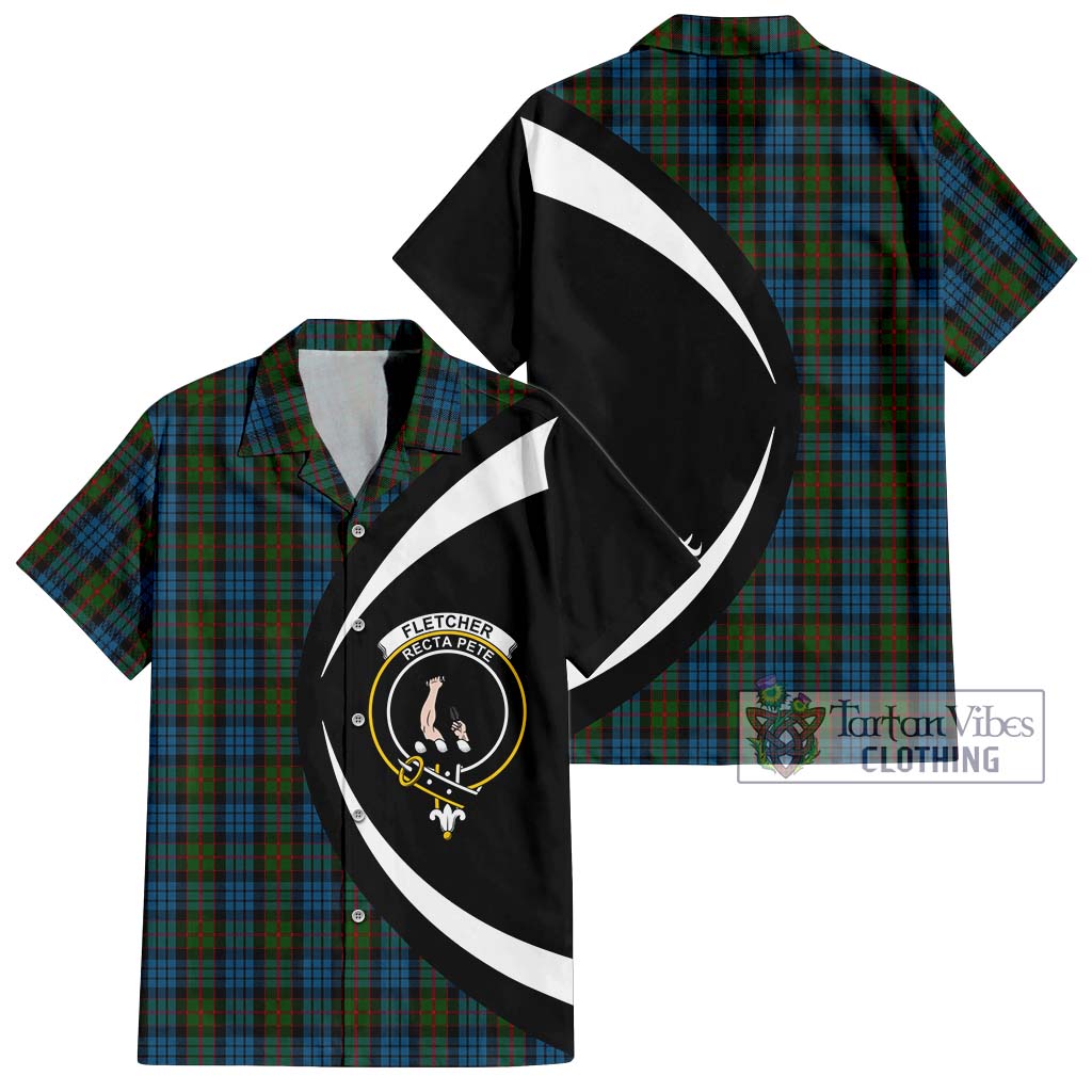 Fletcher of Dunans Tartan Short Sleeve Button Up with Family Crest Circle Style Kid - Tartan Vibes Clothing