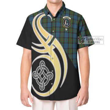 Fletcher of Dunans Tartan Short Sleeve Button Shirt with Family Crest and Celtic Symbol Style