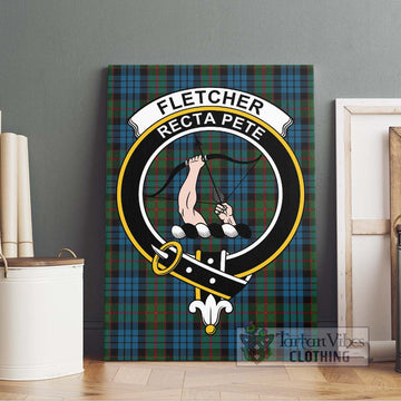 Fletcher of Dunans Tartan Canvas Print Wall Art with Family Crest