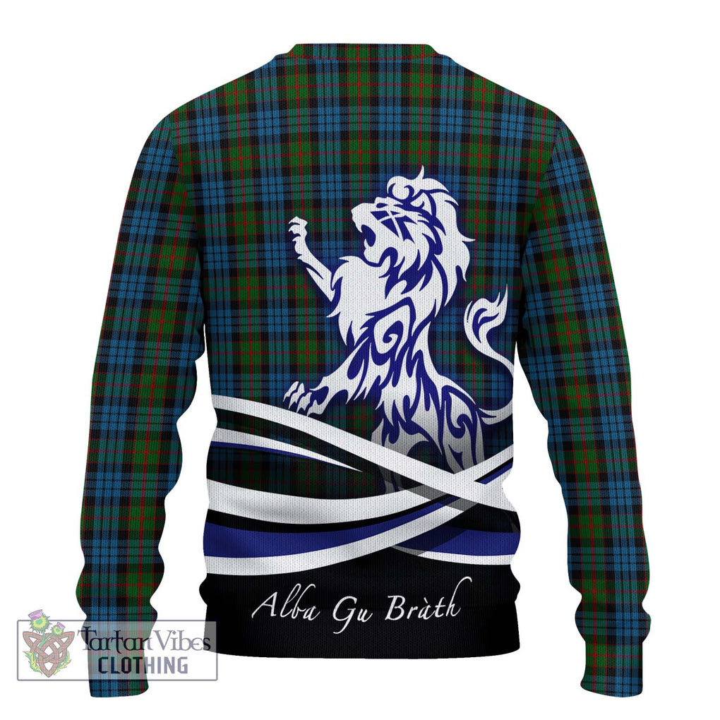 Fletcher of Dunans Tartan Knitted Sweater with Alba Gu Brath Regal Lion Emblem - Tartanvibesclothing Shop