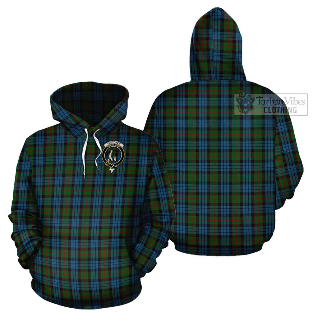 Fletcher of Dunans Tartan Cotton Hoodie with Family Crest Pullover Hoodie - Tartan Vibes Clothing