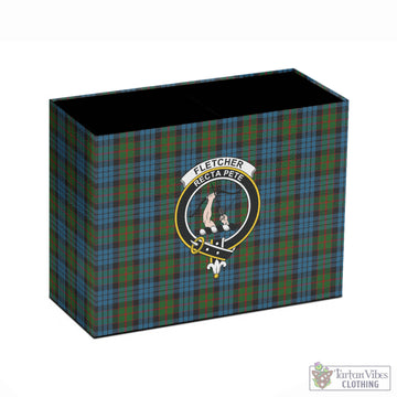 Fletcher of Dunans Tartan Pen Holder with Family Crest