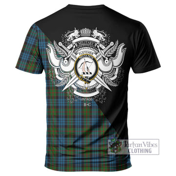 Fletcher of Dunans Tartan T-Shirt with Family Crest and Military Logo Style