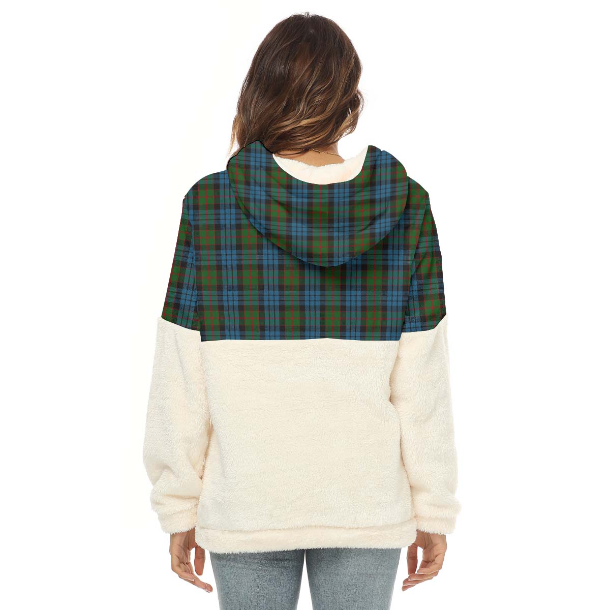 Fletcher of Dunans Tartan Women's Borg Fleece Hoodie With Half Zip with Family Crest - Tartan Vibes Clothing