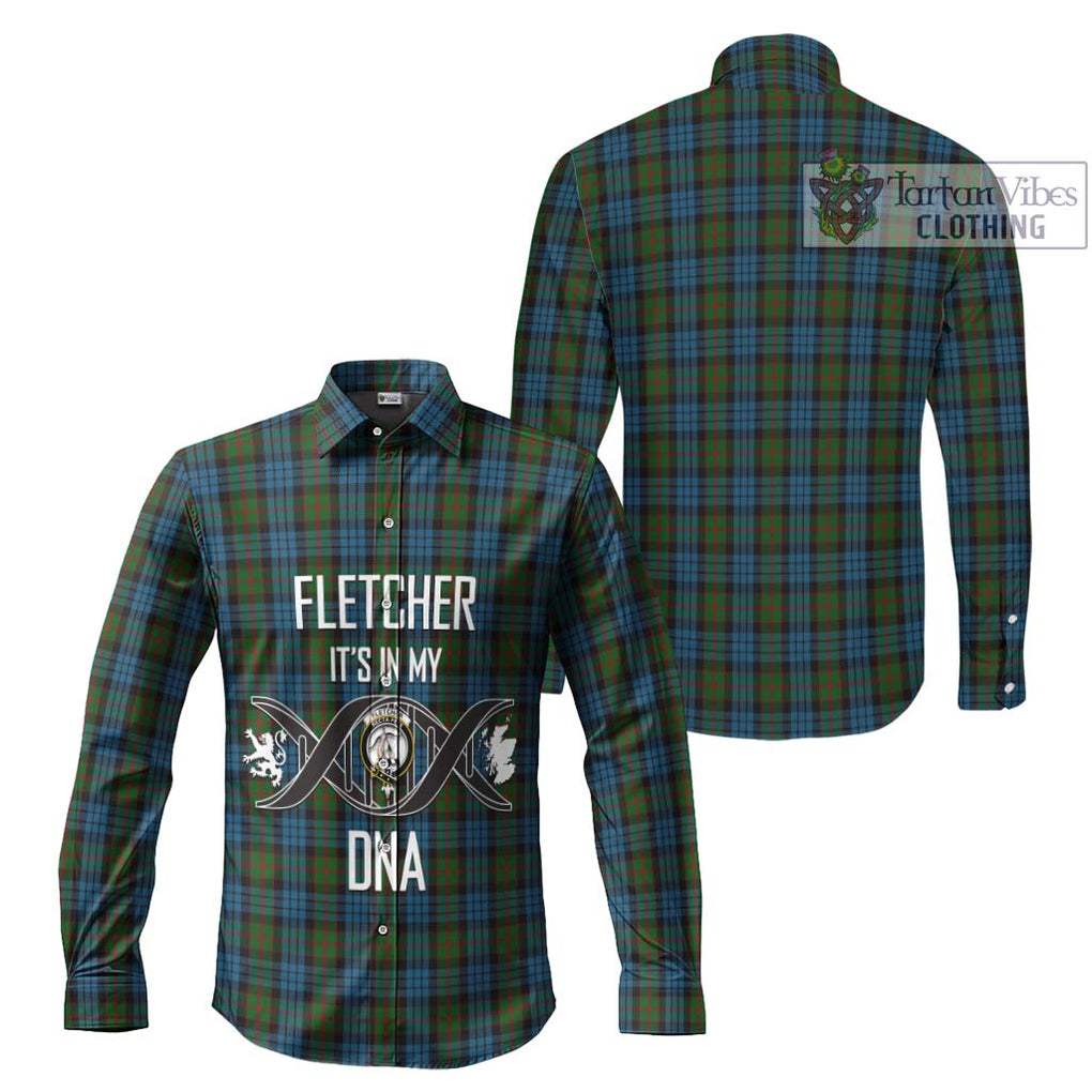 Fletcher of Dunans Tartan Long Sleeve Button Shirt with Family Crest DNA In Me Style Men's Shirt - Tartanvibesclothing Shop