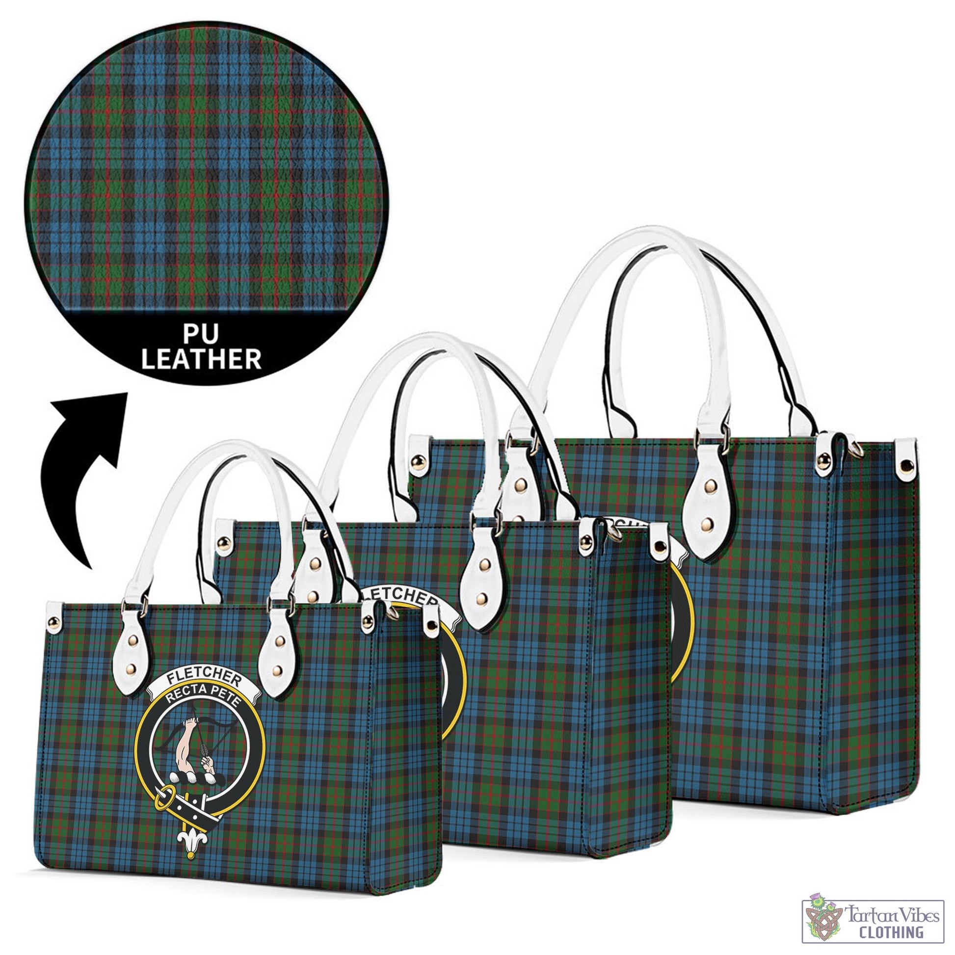 Tartan Vibes Clothing Fletcher of Dunans Tartan Luxury Leather Handbags with Family Crest