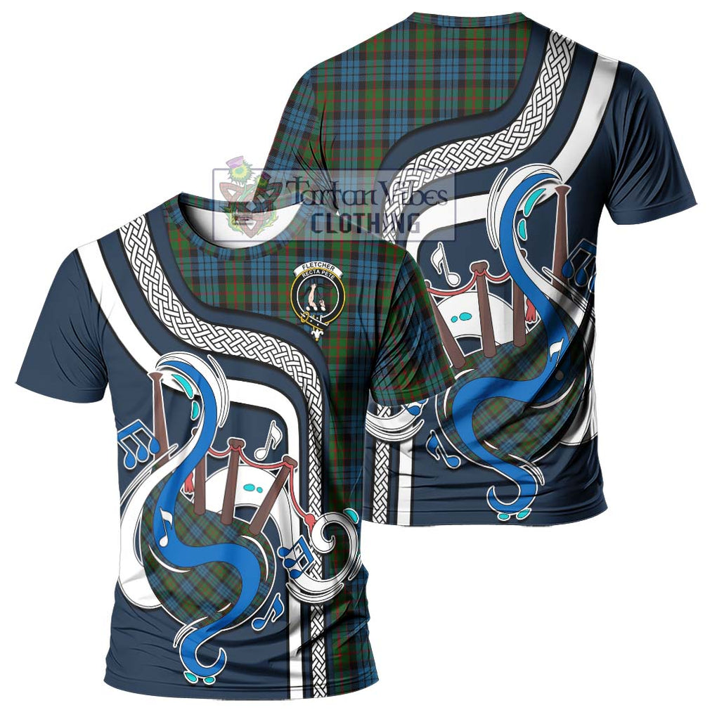 Fletcher of Dunans Tartan T-Shirt with Epic Bagpipe Style - Tartanvibesclothing Shop