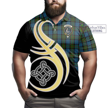 Fletcher of Dunans Tartan Polo Shirt with Family Crest and Celtic Symbol Style