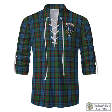 Fletcher of Dunans Tartan Men's Scottish Traditional Jacobite Ghillie Kilt Shirt with Family Crest