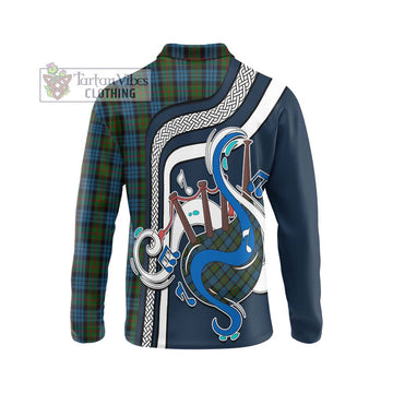 Fletcher of Dunans Tartan Long Sleeve Polo Shirt with Epic Bagpipe Style