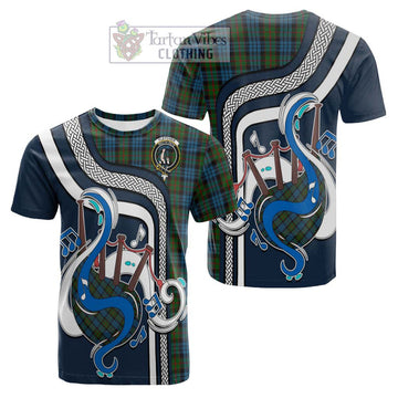 Fletcher of Dunans Tartan Cotton T-shirt with Epic Bagpipe Style