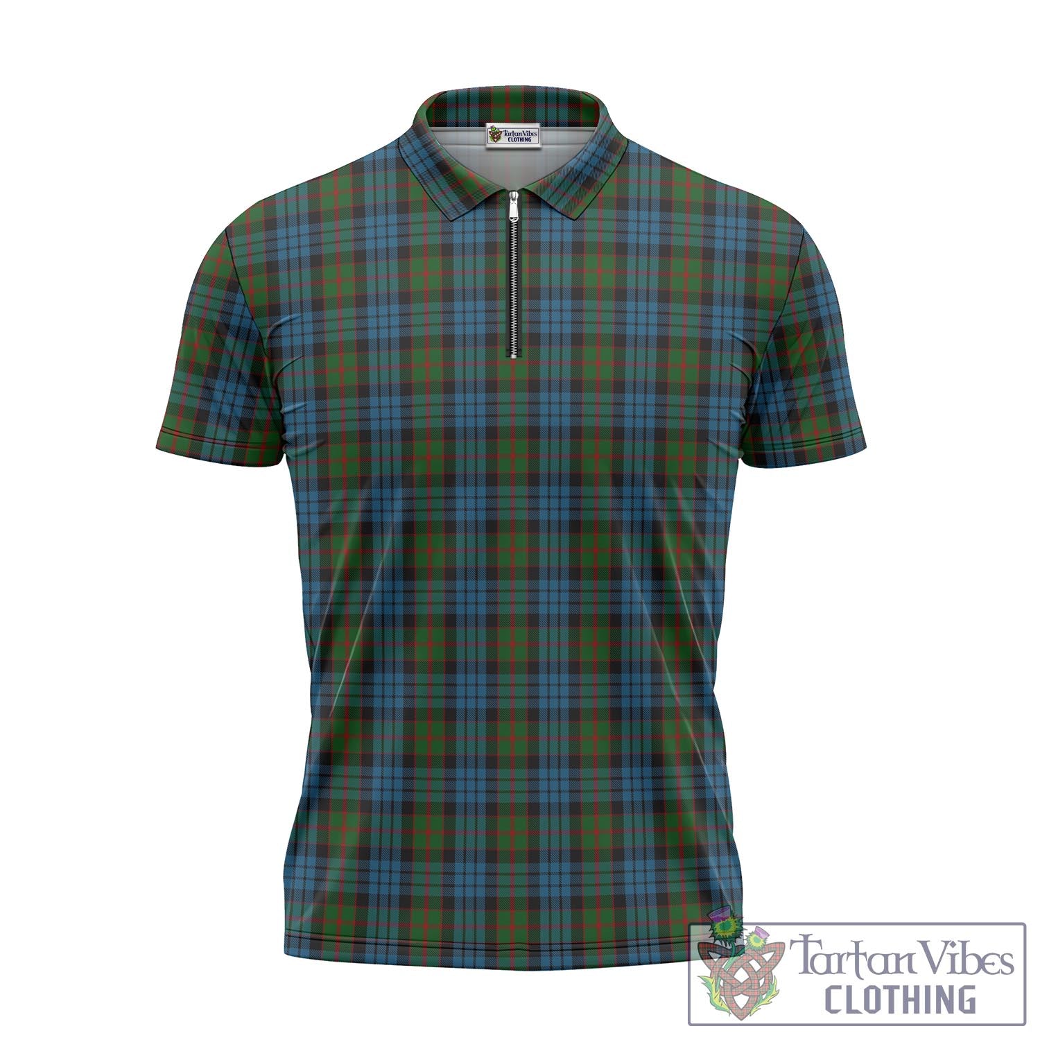 Tartan Vibes Clothing Fletcher of Dunans Tartan Zipper Polo Shirt