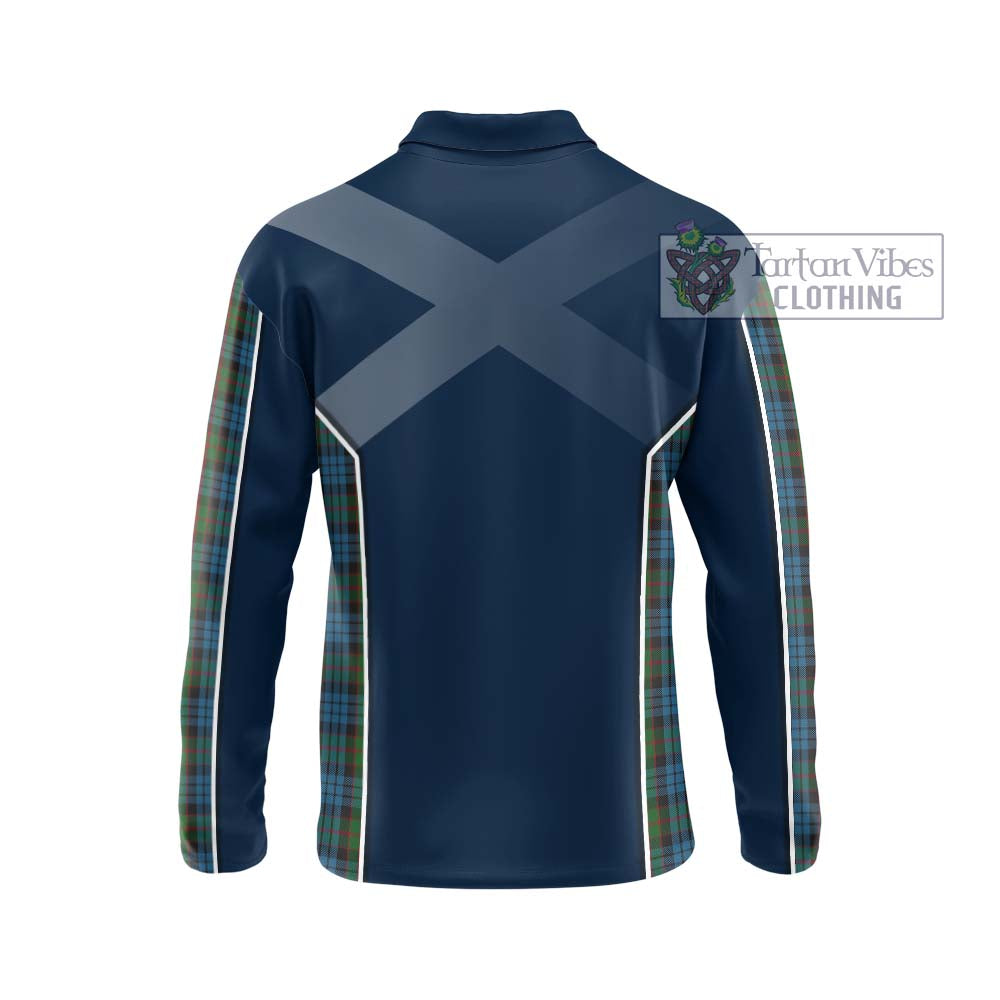 Fletcher of Dunans Tartan Long Sleeve Polo Shirt with Family Crest and Lion Rampant Vibes Sport Style - Tartan Vibes Clothing