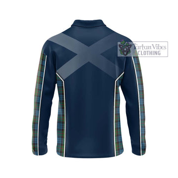 Fletcher of Dunans Tartan Long Sleeve Polo Shirt with Family Crest and Lion Rampant Vibes Sport Style