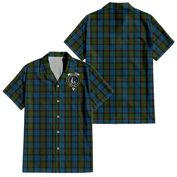 Fletcher of Dunans Tartan Short Sleeve Button Down Shirt with Family Crest