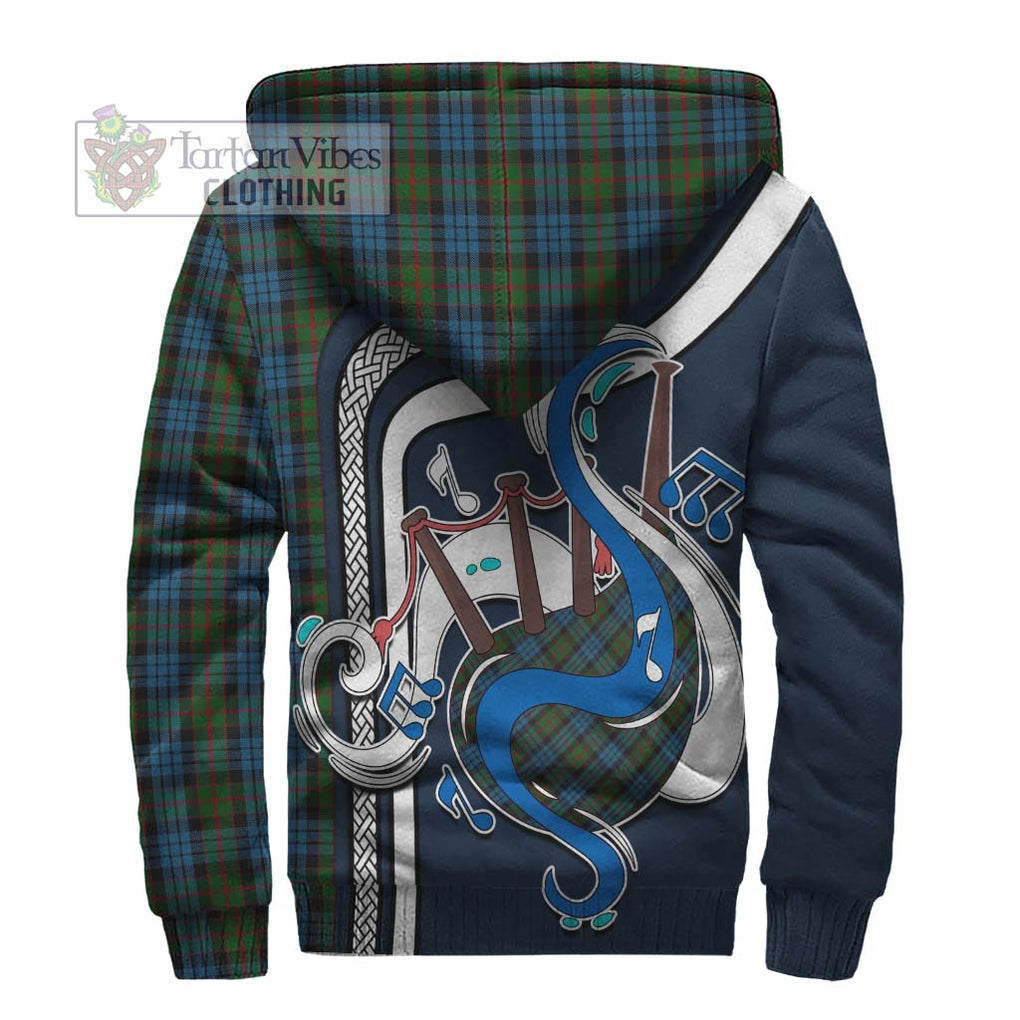 Fletcher of Dunans Tartan Sherpa Hoodie with Epic Bagpipe Style - Tartanvibesclothing Shop