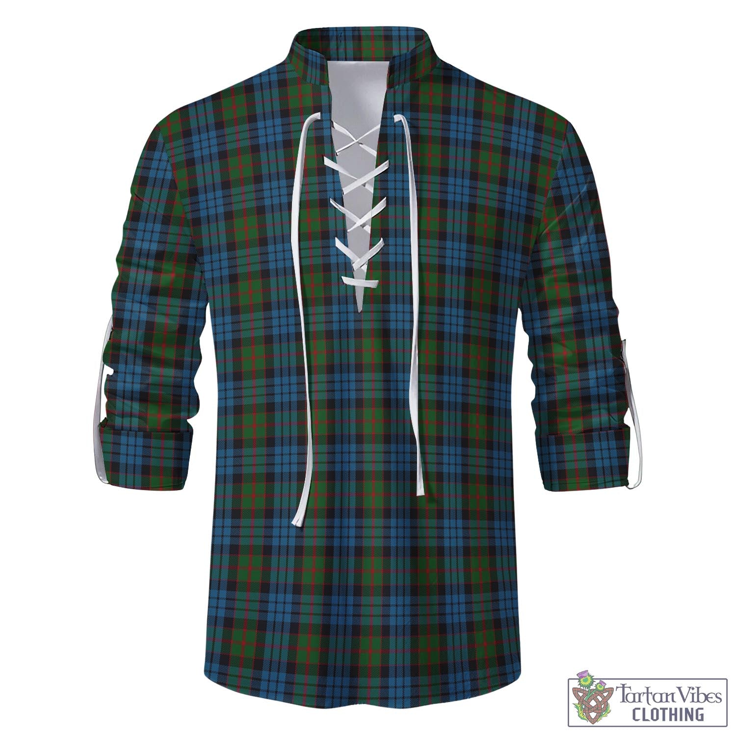 Tartan Vibes Clothing Fletcher of Dunans Tartan Men's Scottish Traditional Jacobite Ghillie Kilt Shirt