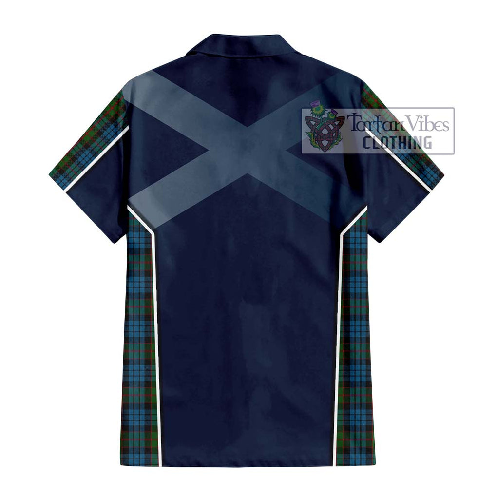 Fletcher of Dunans Tartan Short Sleeve Button Shirt with Family Crest and Lion Rampant Vibes Sport Style - Tartan Vibes Clothing