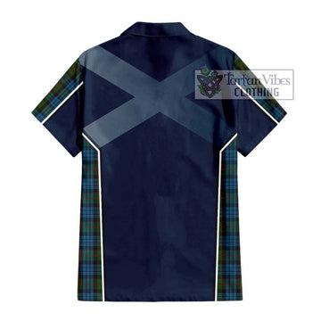 Fletcher of Dunans Tartan Short Sleeve Button Shirt with Family Crest and Lion Rampant Vibes Sport Style