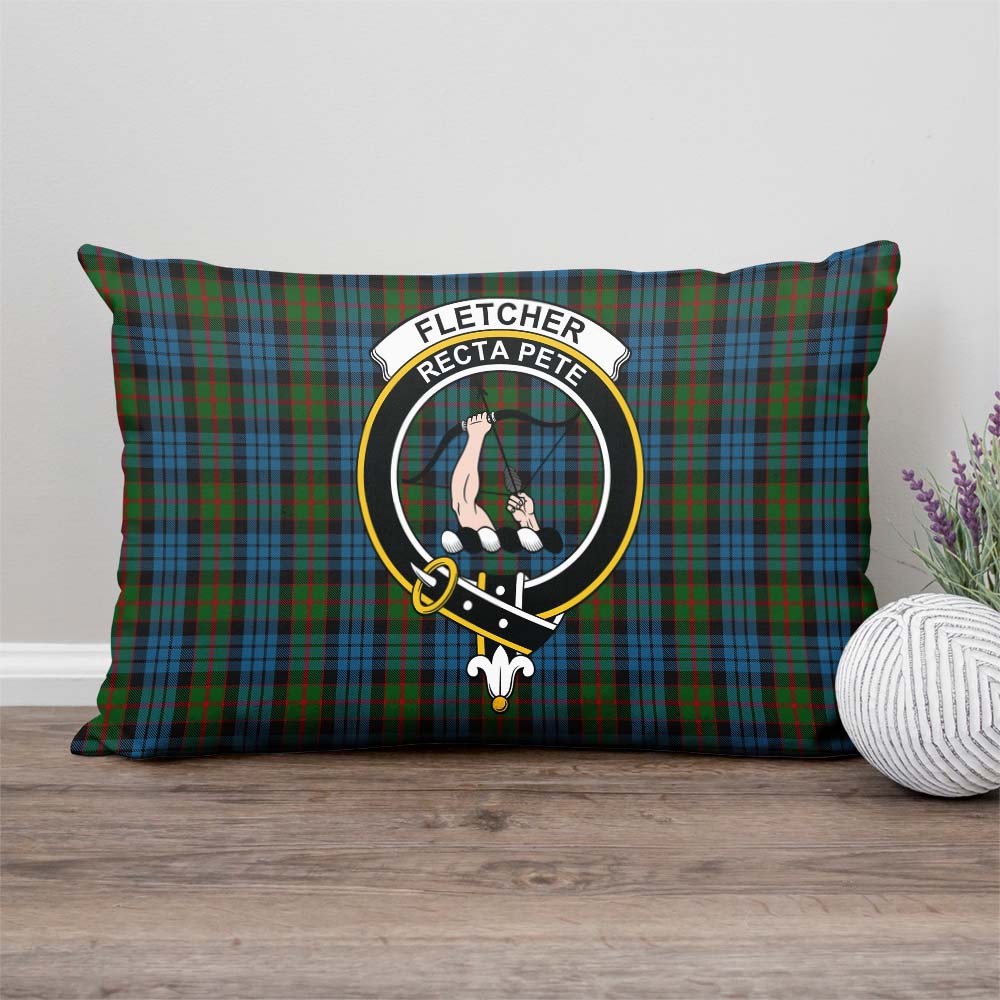 Fletcher of Dunans Tartan Pillow Cover with Family Crest Rectangle Pillow Cover - Tartanvibesclothing