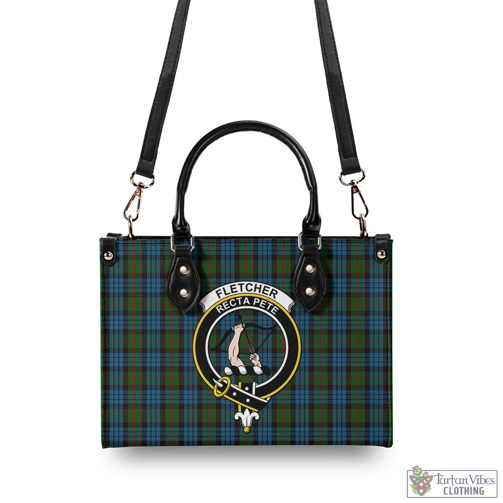 Tartan Vibes Clothing Fletcher of Dunans Tartan Luxury Leather Handbags with Family Crest