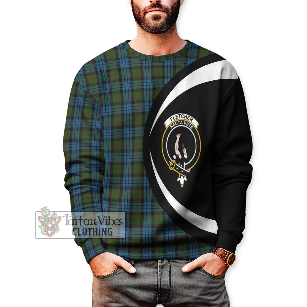 Tartan Vibes Clothing Fletcher of Dunans Tartan Sweatshirt with Family Crest Circle Style