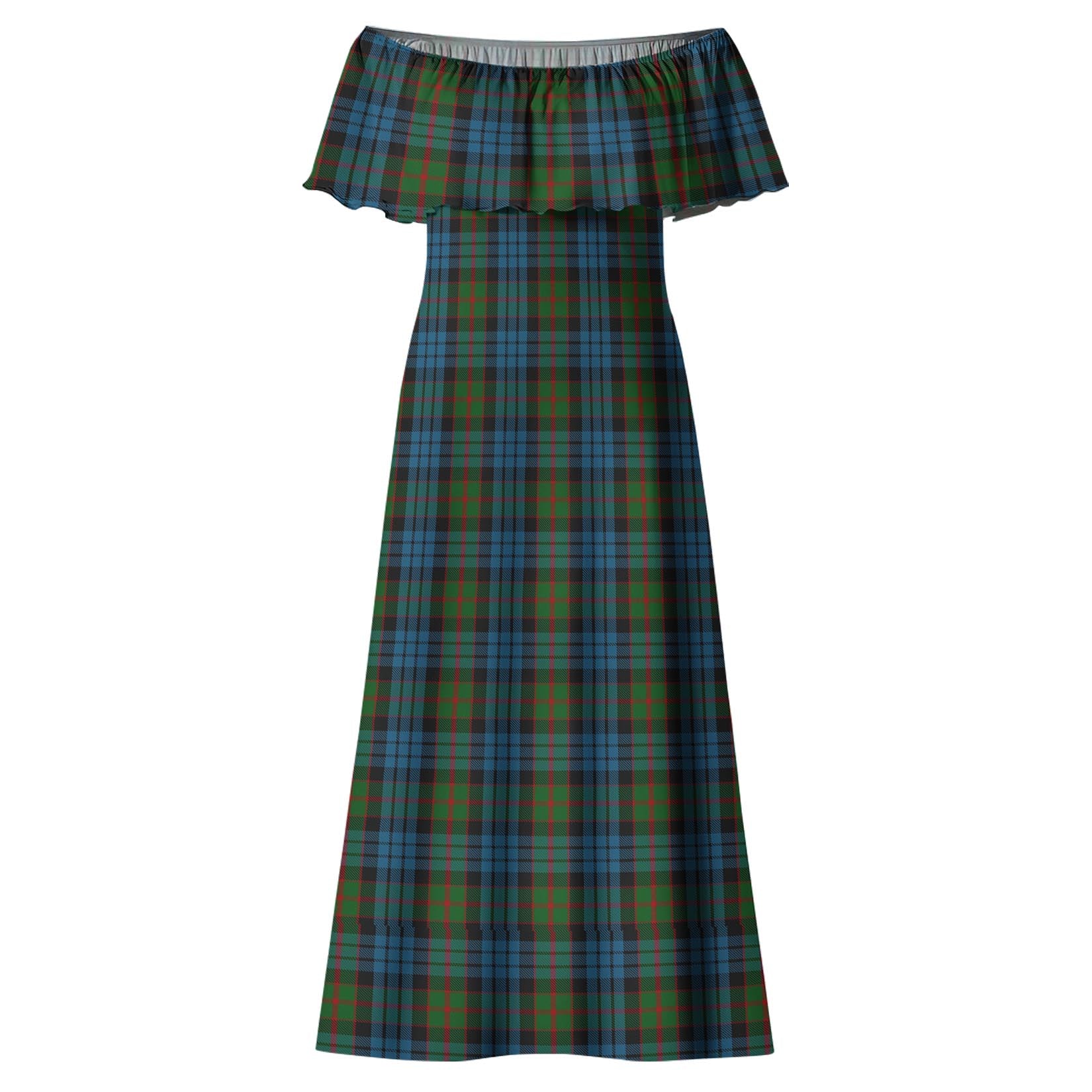 Fletcher of Dunans Tartan Off Shoulder Long Dress - Tartanvibesclothing