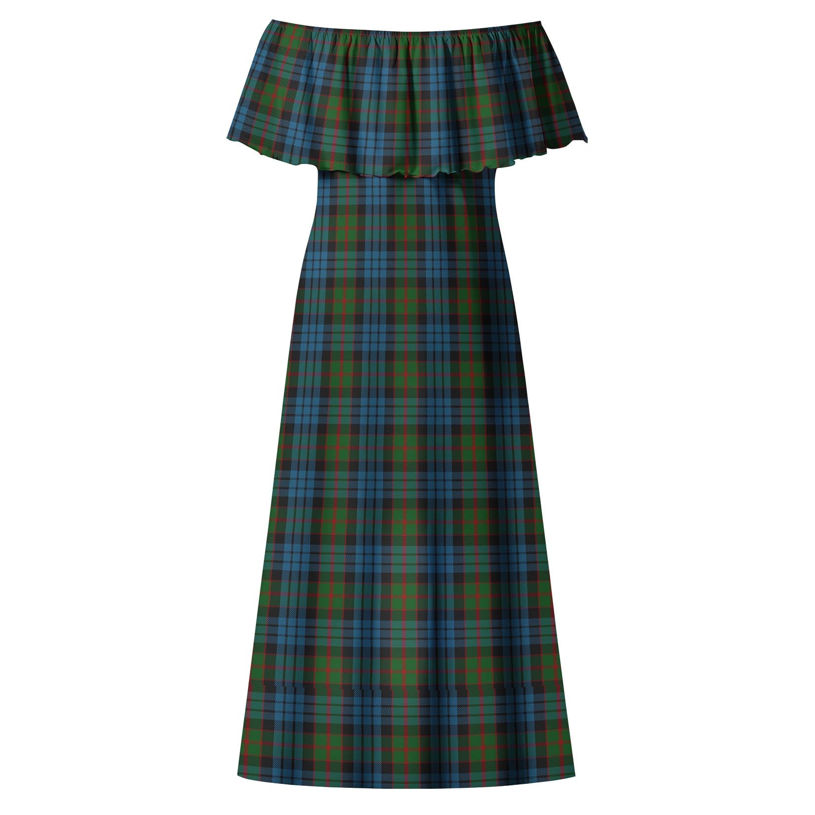 Fletcher of Dunans Tartan Off Shoulder Long Dress - Tartanvibesclothing