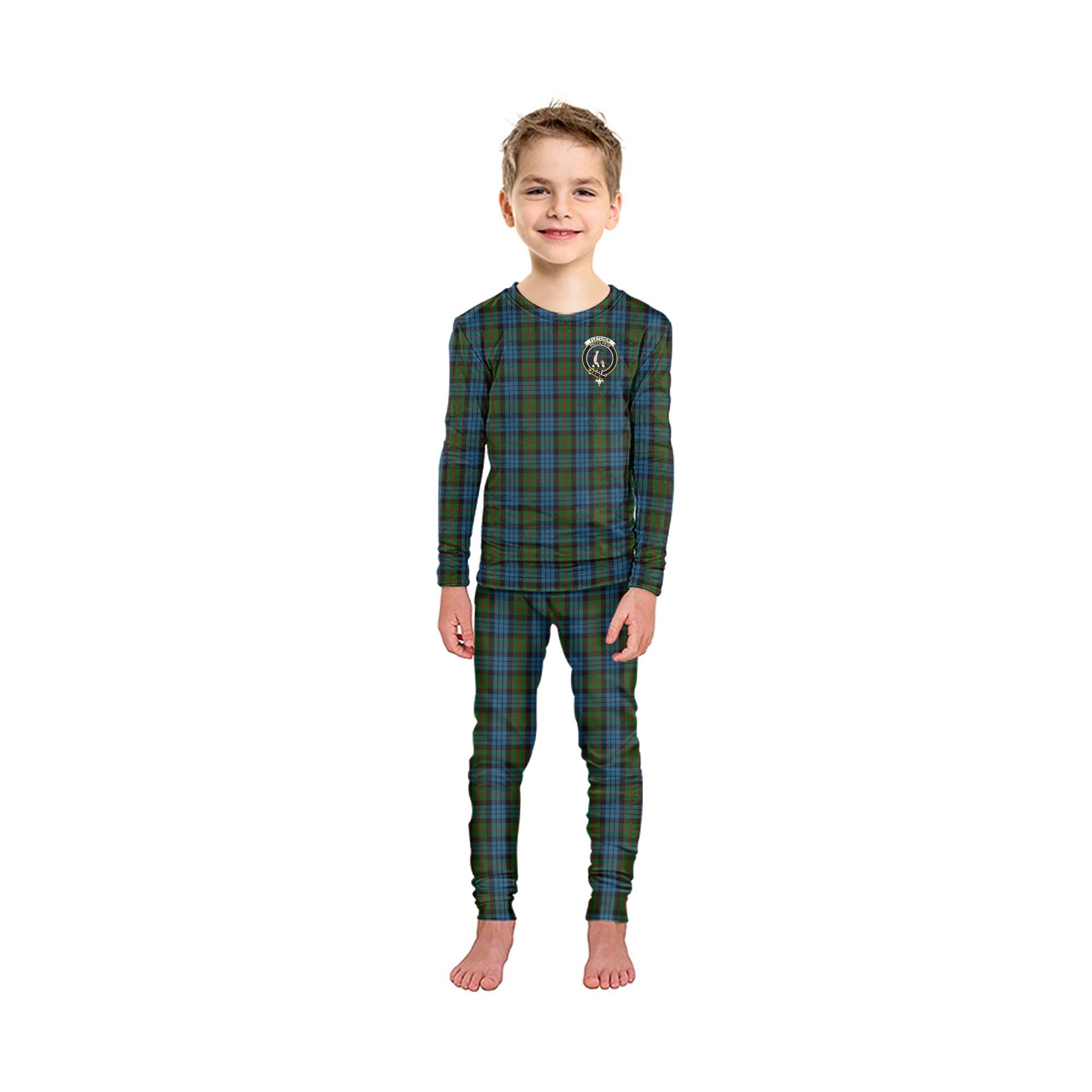 Fletcher of Dunans Tartan Pajamas Family Set with Family Crest - Tartan Vibes Clothing