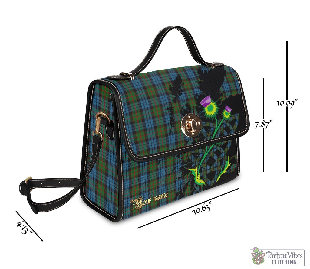 Tartan Vibes Clothing Fletcher of Dunans Tartan Waterproof Canvas Bag with Scotland Map and Thistle Celtic Accents