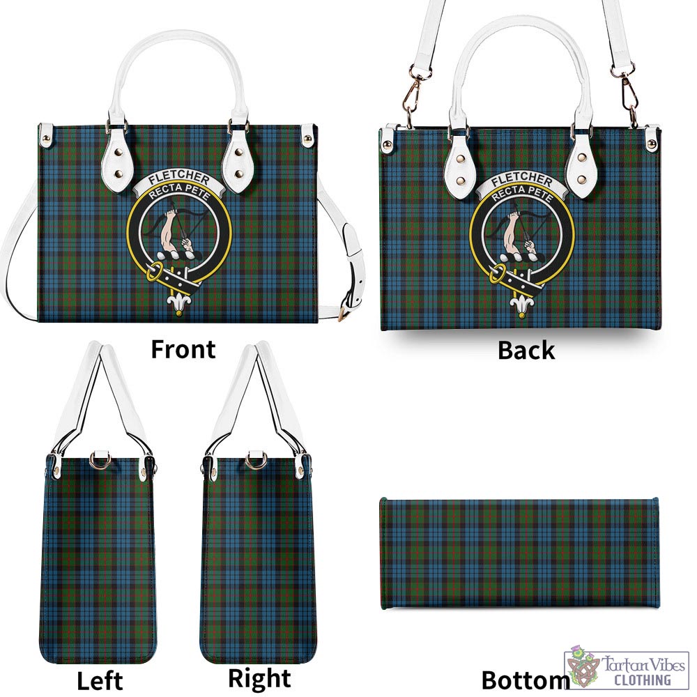 Tartan Vibes Clothing Fletcher of Dunans Tartan Luxury Leather Handbags with Family Crest