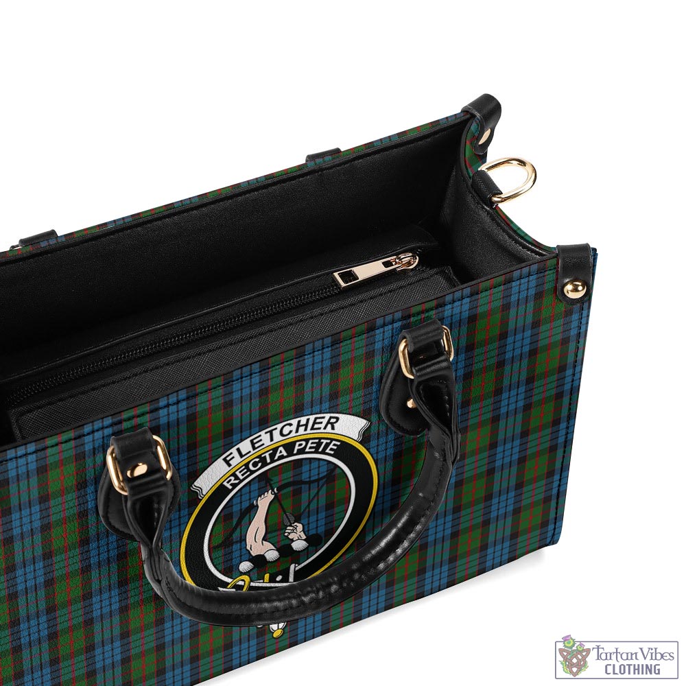 Tartan Vibes Clothing Fletcher of Dunans Tartan Luxury Leather Handbags with Family Crest