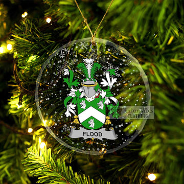 Flood Irish Clan Christmas Glass Ornament with Coat of Arms