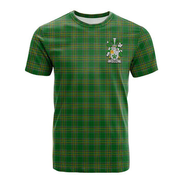 Flower Irish Clan Tartan Cotton T-shirt with Coat of Arms