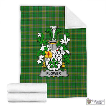 Flower Irish Clan Tartan Blanket with Coat of Arms X-Large 59 x 79 inches 150 x 200 cm - Tartan Vibes Clothing