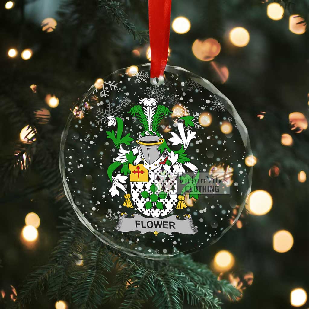 Tartan Vibes Clothing Flower Irish Clan Christmas Glass Ornament with Coat of Arms