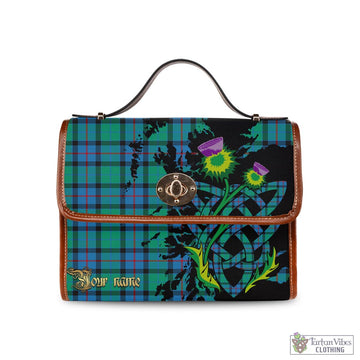 Flower Of Scotland Tartan Waterproof Canvas Bag with Scotland Map and Thistle Celtic Accents