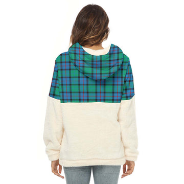 Flower Of Scotland Tartan Women's Borg Fleece Hoodie With Half Zip