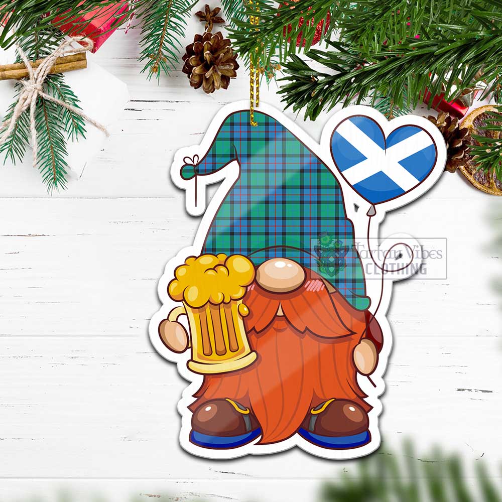 Tartan Vibes Clothing Flower Of Scotland Tartan Gnome Holding Beer Glass Christmas Ornament with Personalized National Flag