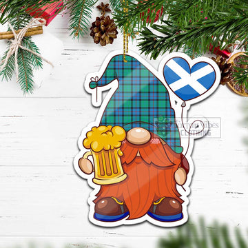 Flower Of Scotland Tartan Gnome Holding Beer Glass Christmas Ornament with Personalized National Flag