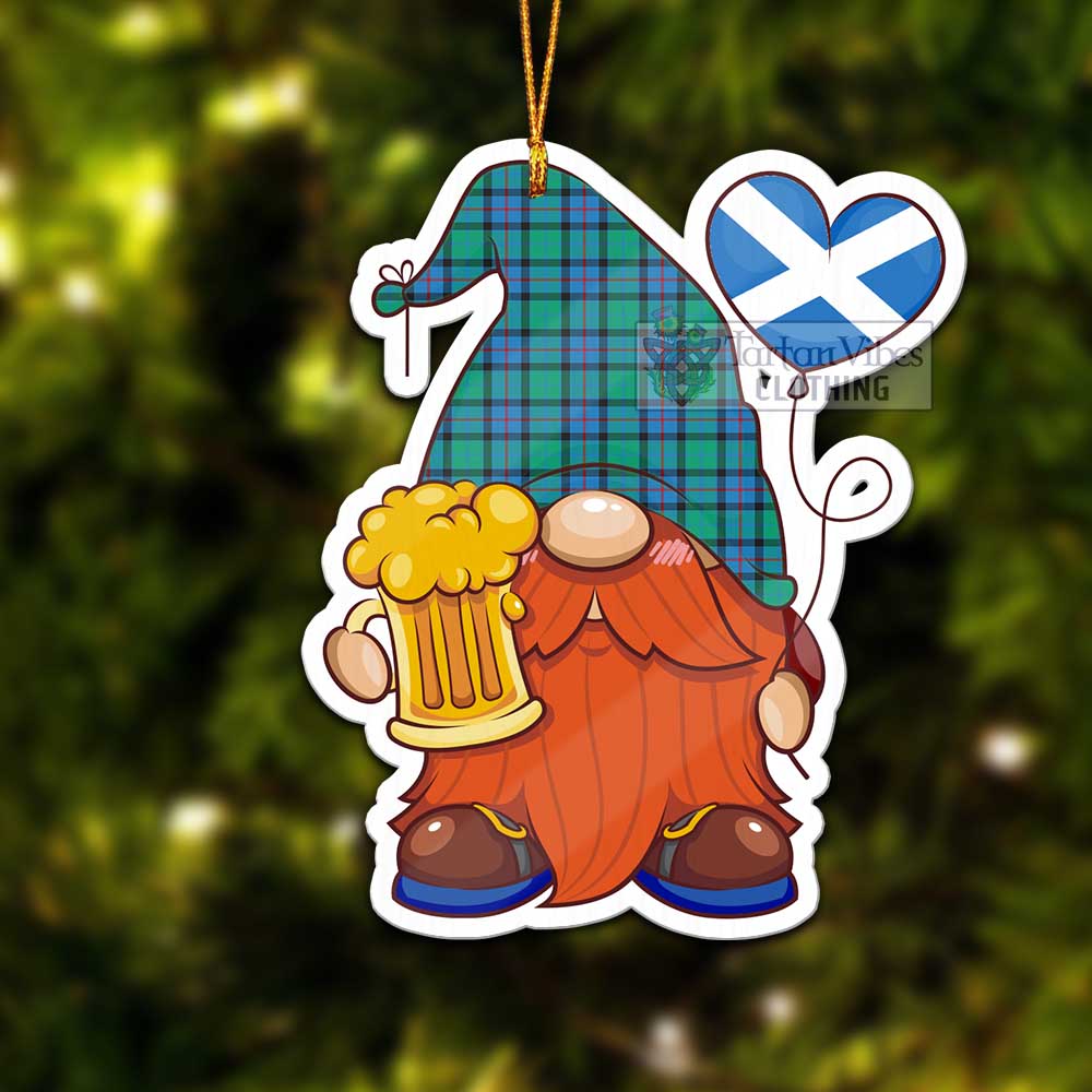 Tartan Vibes Clothing Flower Of Scotland Tartan Gnome Holding Beer Glass Christmas Ornament with Personalized National Flag