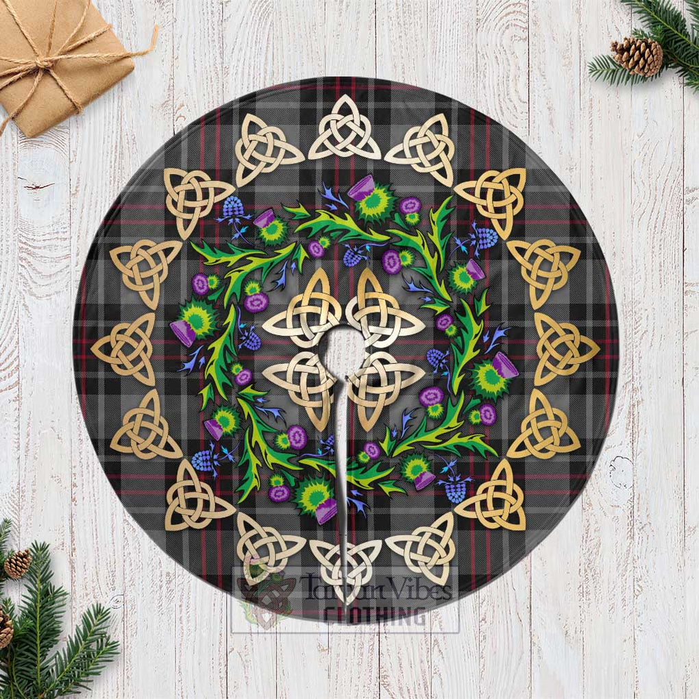 Tartan Vibes Clothing Flynn Tartan Christmas Tree Skirt with Thistle Celtic Knot Style