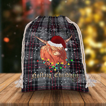 Flynn Tartan Christmas Santa's Bag with Twinkle Highland Cattle