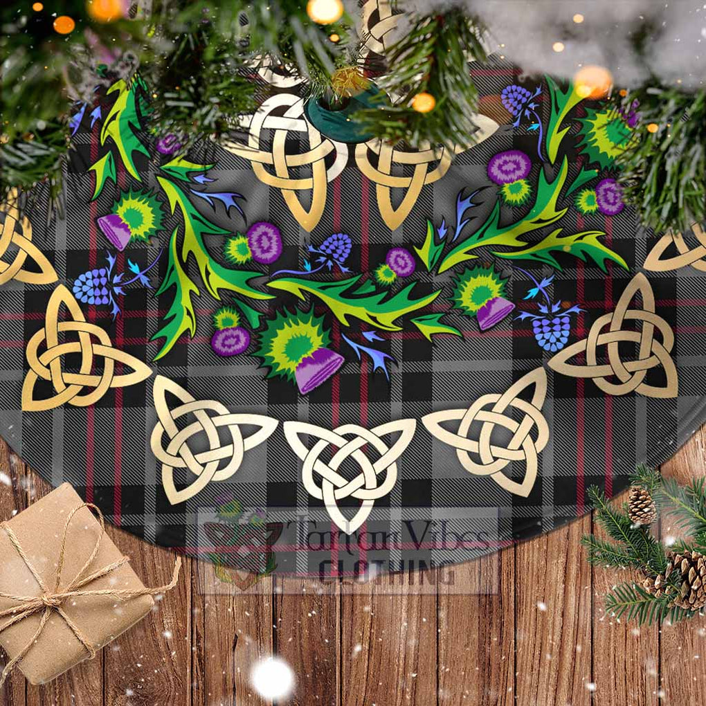 Tartan Vibes Clothing Flynn Tartan Christmas Tree Skirt with Thistle Celtic Knot Style