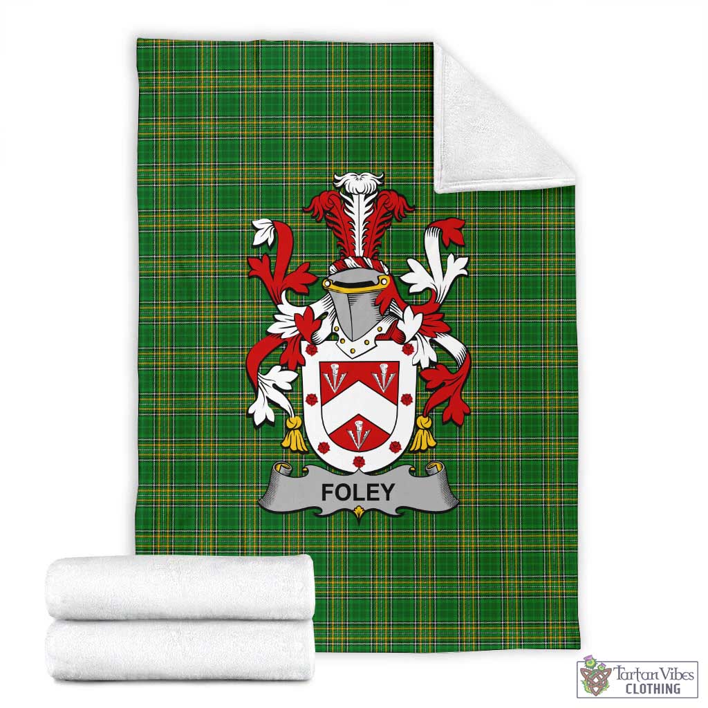 Foley Irish Clan Tartan Blanket with Coat of Arms X-Large 59 x 79 inches 150 x 200 cm - Tartan Vibes Clothing