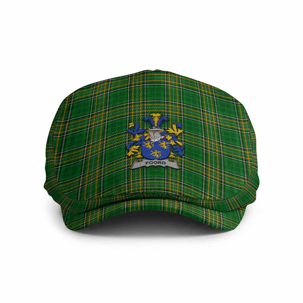 Foord Irish Clan Tartan Jeff Cap, Tartan Flat Cap with Coat of Arm Jeff Hat - Tartan Vibes Clothing