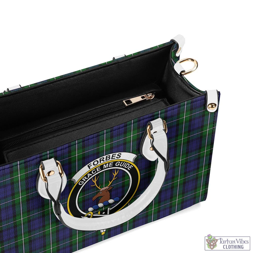 Tartan Vibes Clothing Forbes Tartan Luxury Leather Handbags with Family Crest