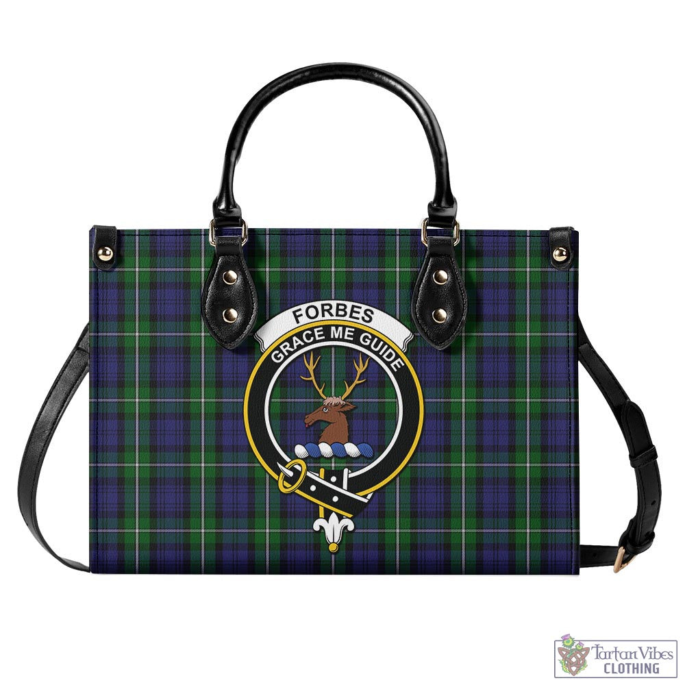 Tartan Vibes Clothing Forbes Tartan Luxury Leather Handbags with Family Crest