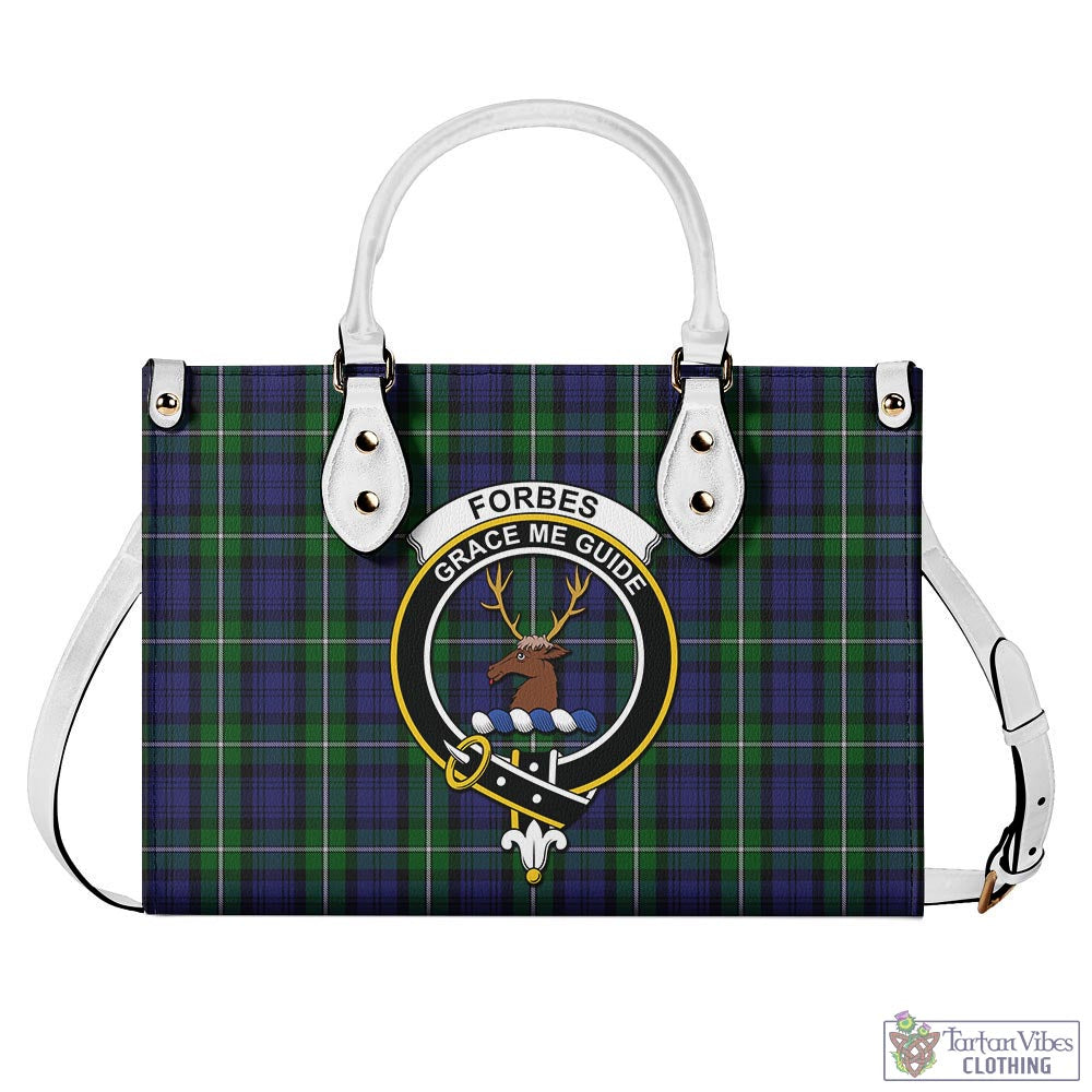 Tartan Vibes Clothing Forbes Tartan Luxury Leather Handbags with Family Crest