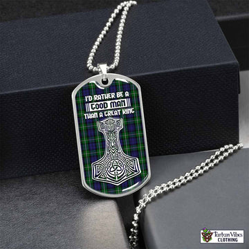 Forbes Tartan Dog Tag Necklace Viking Mjolnir Style